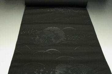 黒共名古屋帯 憲法染 冬用 雪輪露芝文
