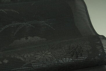 黒共名古屋帯 憲法染 夏用 雪輪露芝文