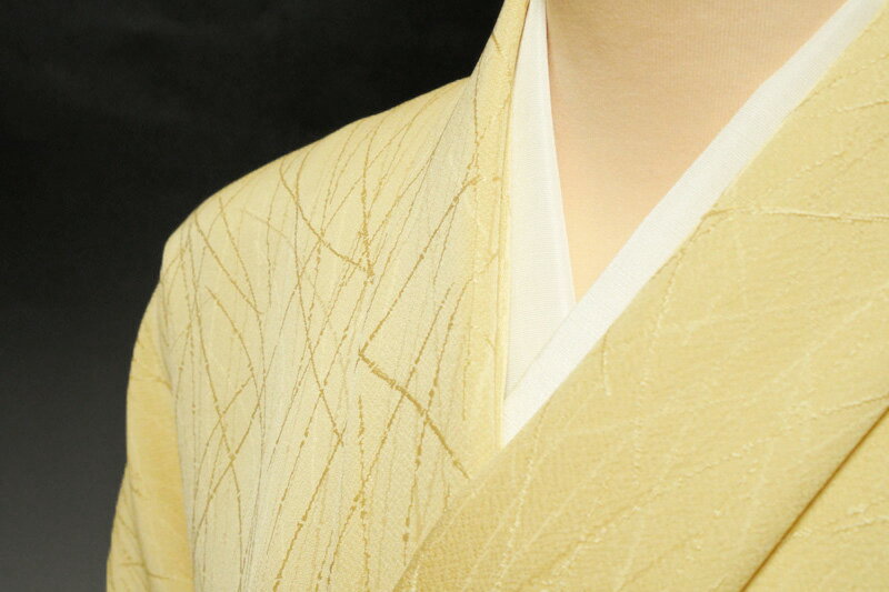 色無地　紋意匠　乱竹文　黄唐紙色