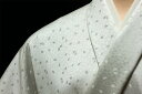 色無地 桜花文 白銀【反物1反・正絹胴裏1枚・正絹八掛1枚のセット】