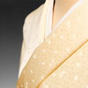 色無地 桜花文 浅黄色【反物1反・正絹胴裏1枚・正絹八掛1枚のセット】