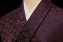 色無地 緞子地 小葵文 鈍い赤紫色【反物1反・胴裏1枚・共色八掛1枚のセット】着物 色無地 正絹 光沢 艶感 反物 袷 単衣 地紋 学校行事 七五三 礼装用 入...