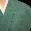 色無地 紋意匠 吉祥草花扇面文 千草色 アウトレット