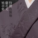 色無地 紋意匠 付下げ柄 蘭花文 鳩羽紫【反物1反・胴裏1枚・共色八掛1枚セット】着物 色無地 正絹 反物 袷 単衣 地紋 茶道 茶席 学校行事 七五三 礼装用...