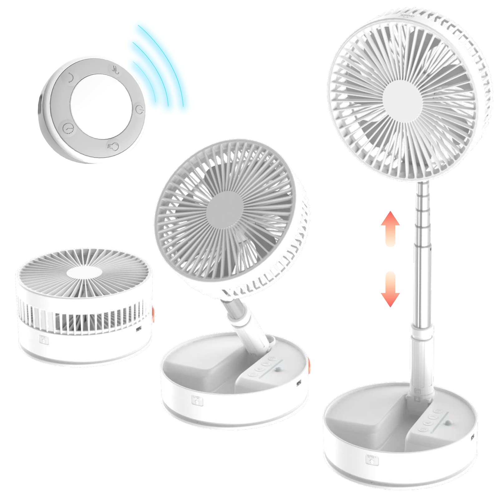 【7835円→実質6660円 P10+5%COUPON! 11/19 23:59迄】扇風機 リビング DCモーター 卓上 折りたたみ 節電対策 左右首振 静音 リモコン付き USB充電式 小型 7200mAh大容量 高さ調節可能 キャンプ 壁掛 4-35h連続使用 LEDライト モバ