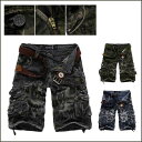 【オープン記念!5%OFFクーポン・11/1まで】カーゴパンツ カーゴパンツ 太め メンズ 作業着 半パン 大きいサイズ 迷彩 ベルトなし ハーフパンツ メンズ カーゴパンツ