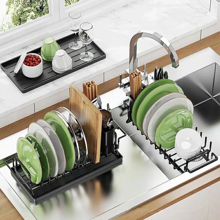 【3150円→実質2835円 P5+5%COUPON! 11/27 01:59迄】水切りラック 伸縮式 【伸縮幅35-47cm 3way使い方 ..