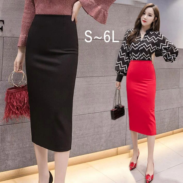 【3047円→実質2986円 P2!】ロングスカート タイトスカート　ペンシルスカート　ストレッチ　スカート　ミディア丈　 ひざ丈 ロング ハイウエスト　スリット　大きいサイズ　デート　オフィス　OL　お出かけ　S　M　L　2L　3L　4L 5L 6L