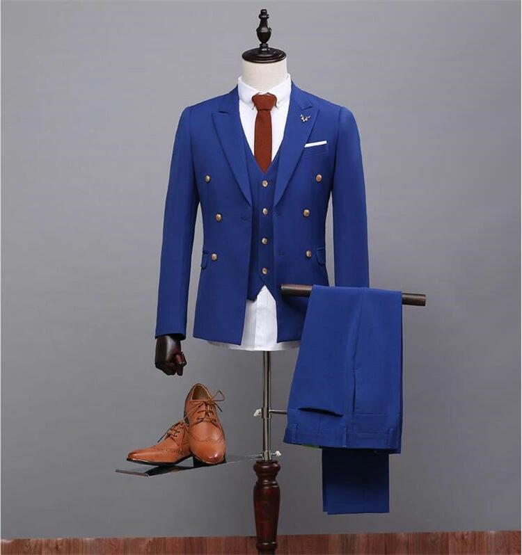 【11980円→実質11381円 5%クーポン配布中! 11/30 23:59迄】スリムスーツ タキシード メンズスーツ ビジネススーツ 3ピーススーツ メンズ おしゃれスーツ 細身 紳士用 フォマール 卒業式 入学式 結婚式 成人式 二次会 通勤 就職活動 大きいサイズ ブルー 青