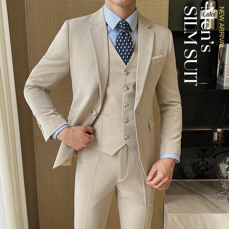 【100枚！5%COUPON+P5倍→実質9792円 11/17まで】3ピーススーツ メンズスーツ スリムスーツ 洗える おしゃれスーツ パンツスーツ 結婚式 前撮り メンズスーツ スリーピース 発表会 フォーマルスーツ ビジネススーツ 通勤 オフィス 面接 二次会 同窓会 タキシード 礼服 細身