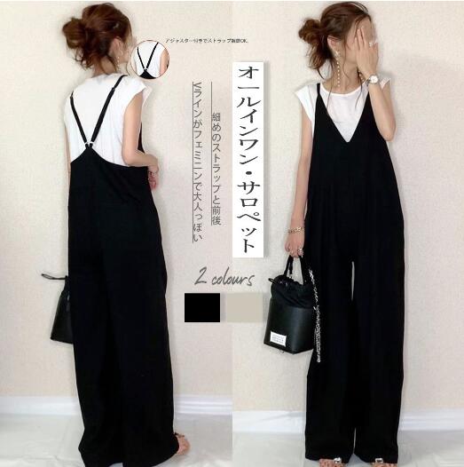 【3600円→実質3528円 P2!】【5色展開】ワンピースオーバーオール 夏用 レディース ストールパンツ ポケ..