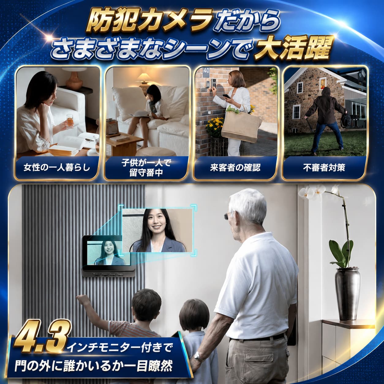 ＼超目玉商品／インターホン ワイヤレス WIFI不要 工事不要 カメラ付き ワイヤレス...