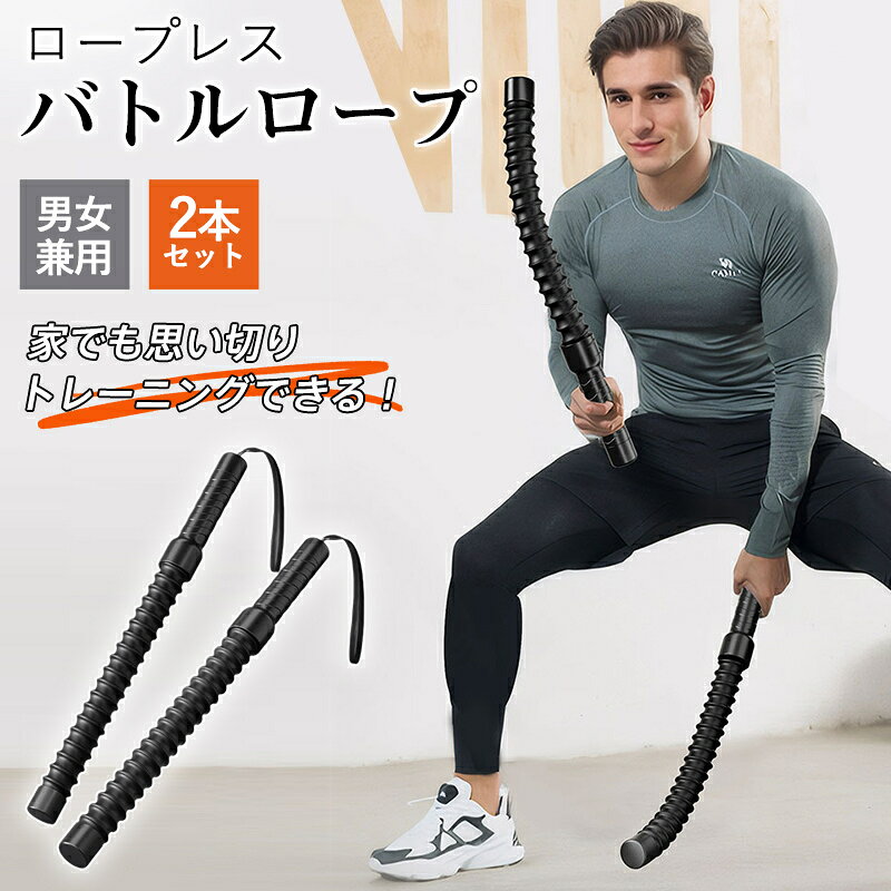 【スーパーSALE期間限定：2,980円→2,680円！】ロープレス バトルロープ 2本セット トレーニングロープ ..