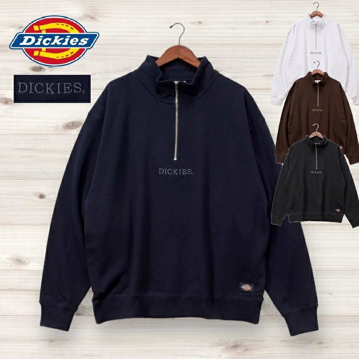 【Dickies】 DICKIES トレーナー ハーフジップ オーバーサイズ ロゴ 刺繍 スウェット