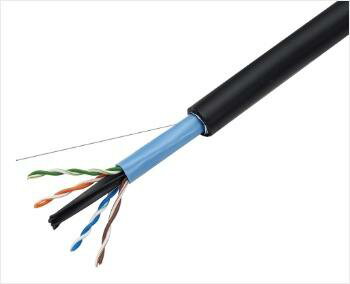 冨士電線 EM-TPCC6-LAP0.5X4P80m環境対応 Cat6 屋外用UTPケーブル EM-TPCC 6-LAP 0.5mm×4P (黒/薄青) 80m 1