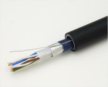 冨士電線 FS-TPCC5-LAP0.5X4P150m Cat5e 屋外用 シールド付きLANケーブル FS-TPCC 5-LAP 0.5mm×4P (黒/薄青) 150m
