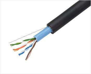 冨士電線 EM-TPCC-5LAP0.5X4P100m環境対応 Cat5e 屋外用LANケーブル EM-TPCC 5-LAP 0.5mm×4P (黒/薄青) 100m