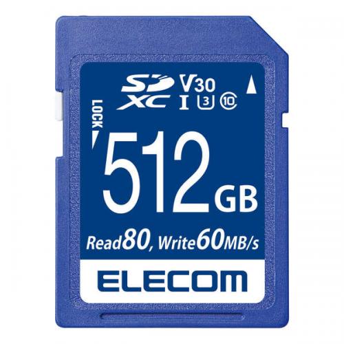 ELECOM MF-FS512GU13V3R SDXCJ[h/f[^T[rXt/rfIXs[hNXΉ/UHS-I U3E80MB/sE512GB