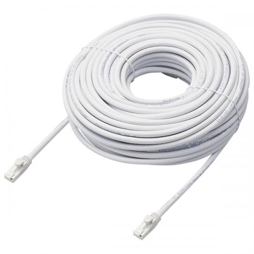 ELECOM LD-GPAT/WH30/RS LANケーブル/CAT6A対応/EU RoHS指令準拠/爪折れ防止/簡易パッケージ仕様/30m/ヨリ線/ホワイト