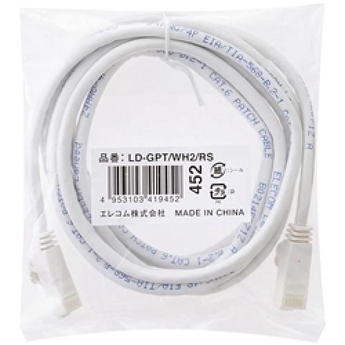 ELECOM LD-GPT/WH2/RS RoHSLAN֥/CAT6/ޤɻ/2m/ۥ磻/ʰץѥå