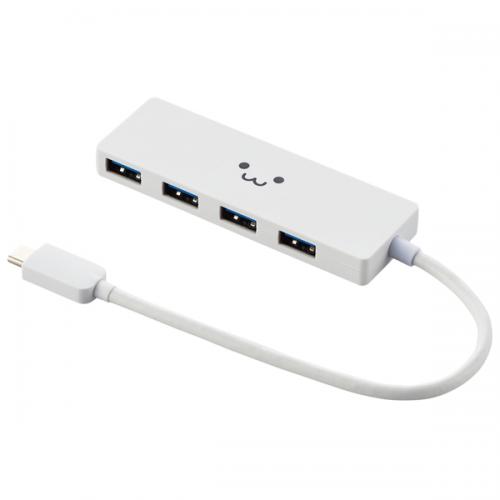 ELECOM U3HC-A429BWF USB3.1(Gen1)HUB/Type-C/AX4|[g/oXp[/15cmP[u/zCgtFCX