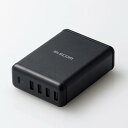 ELECOM MPA-ACD02BK スマートフォン・タブレット用AC充電器/USB-A4ポート(おまかせ充電)/Type-C1ポート(USB PD30W)/電源ケーブル1.5m/ブラック