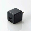 ELECOM MPA-ACU11BK AC充電器/スマホ・タブレット用/2.4A出力/USB-Aメス2ポート/おまかせ充電搭載/キューブ型/ブラック