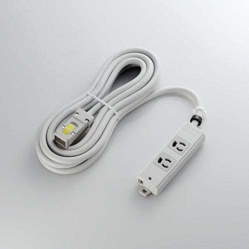 ~2 Holes - ELECOM T-WHRM3250LG/RS EU RoHS指令準拠ハーネス仕様工事用タップ/3P/抜け止め/マグネット/2個口/5.0m/ホワイト