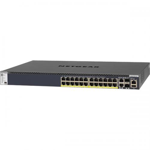 NETGEAR GSM4328PA-100AJS M4300-28G-PoE+ 1000BASE-T 24ポート（PoE+対応） + 10GBASE-T 2ポート + 10G SFP+ 2スロット Layer3マネージスイッチ（スタッカブル） 480W budget 【ライフタイム保証】