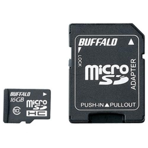 BUFFALO RMSD-16GC10AB Class10 microSDHCJ[h SDϊA_v^[t 16GB