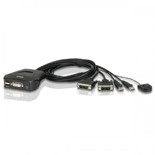 ATEN CS22D ケーブル一体型2ポートUSB DVI KVMスイッチ