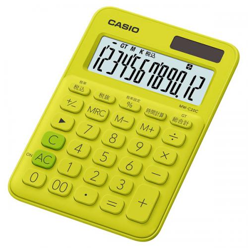 CASIO MW-C20C-YG-N カラフル電卓 ミニジャストタイプ ライムグリーン CASIO MW-C20C-YG-N カラフル電卓 ミニジャストタイプ ライムグリーン