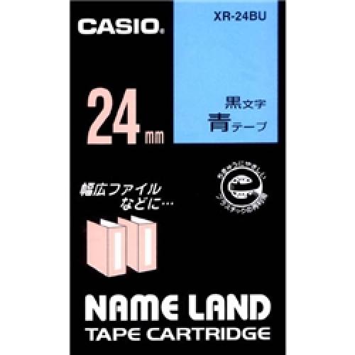 乐天商城 - CASIO XR-24BU ネームランド用スタンダードテープ 24mm 青/黒文字