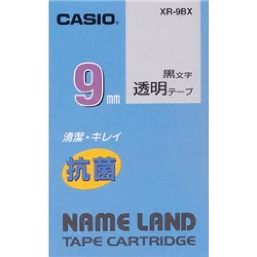 Casio （Nameland） - CASIO XR-9BX ネームランド用抗菌テープ 9m 透明/黒文字
