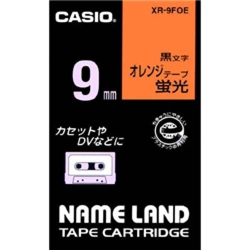 Casio （Nameland） - CASIO XR-9FOE ネームランド用蛍光色テープ 9mm 蛍光オレンジ/黒文字