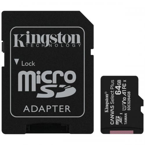 Kingston SDCS2/64GB 64GB Canvas Select Plus microSDXC Class10 UHS-1 U1 V10 A1 SDץ°