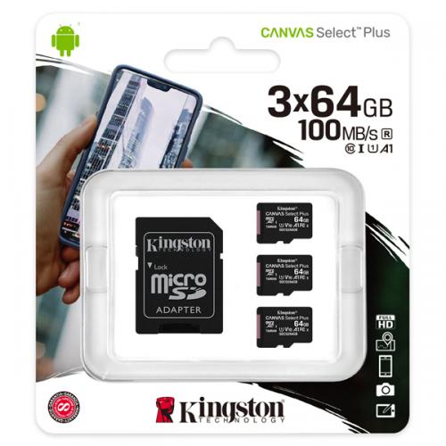 Kingston SDCS2/64GB-3P1A 64GBx3枚セット Canvas Select Plus microSDXCカード Class10 UHS-1 U1 V10 A1 SDアダプタ1枚付属 Kingston SDCS2/64GB-3P1A 64GBx3枚セット Canvas Select Plus microSDXCカード Class10 UHS-1 U1 V10 A1 SDアダプタ1枚付属