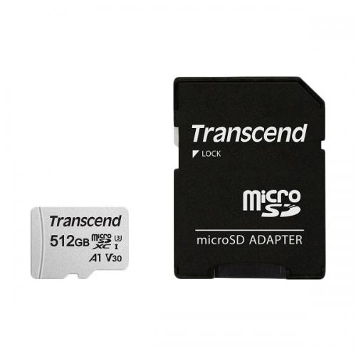 Transcend TS512GUSD300S-A 512GB microSDXCJ[h w/adapter UHS-I U3 A1 300S