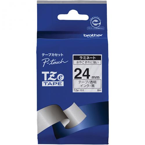 brother TZe-151 【ブラザー純正】ピータッチ ラミネートテープ TZe-151 幅24mm (黒文字/透明)
