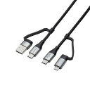 ELECOM MPA-AMBCC10BK 4in1 USBケーブル/USB-A+USB-C/Micro-B+USB-C/USB Power Delivery対応...