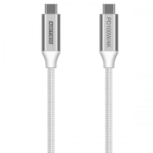 Rakuten - ADTEC APC-V2010CC-4KU3G2-W USB3.2 Type-C to C ケーブル (4K・100W出力 / 10Gbps / 2.0m) ホワイト