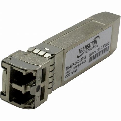 Transition TN-SFP-25G-SR-S 10G/25GBase-SR、SFP28、DMI 850nm マルチモード (LC) 100/70m リンク バジェット 1.9 dB OM4 最大 100 m、OM3 最大 70 m