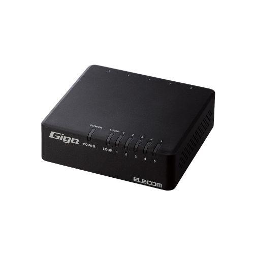 5 Port - ELECOM EHC-G05PA4-JB Giga対応スイッチングHub/5ポート/磁石付き/プラスチック筐体/電源外付モデル/ブラック