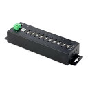 StarTech.com USB210AIND-USB-A-HUB USBハブ/USB2.0接続/10ポート/産業用メタル筐体/ESDレベル4保護機能/DINレール・壁面設置対応