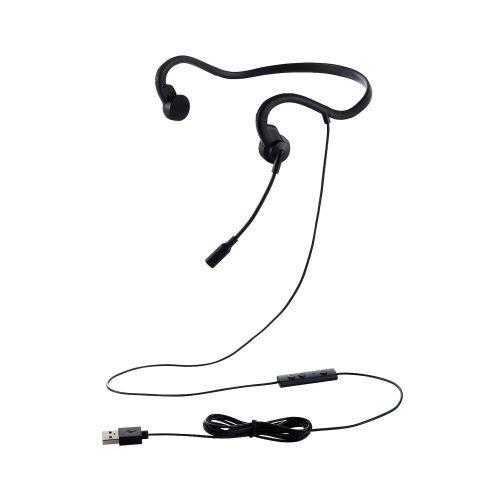 STAX - ELECOM HS-BC05UBK 有線ヘッドセット/骨伝導/USB-A/耳せん付属/ブラック