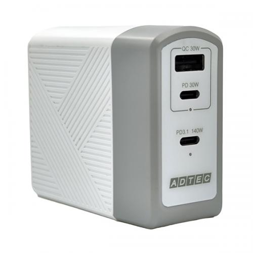 ADTEC APD-A140AC2-WH Power Delivery 3.1Ή GaN AC[d/140W/USB Type-C 2|[g Type-A 1|[g/zCg