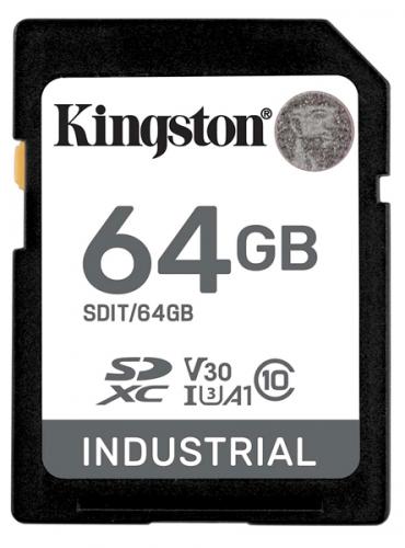 Kingston SDIT/64GB 64GB SDXC Industrial -40 to 85 C10 UHS-I U3 V30 A1 pSLC