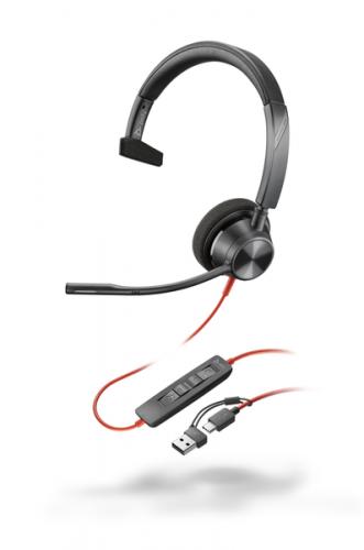 日本HP 8X215AA Poly Blackwire 3310 Monaural USB-C Headset +USB-C/A Adapter