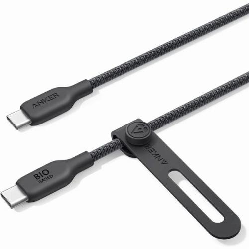 ANKER A80E5011 Anker 543 エコフレンドリーナイロン USB-C &amp; USB-C ケーブル 高耐久ナイロン 植物由来素材 140W 急速充電 環境配慮 (0.9m ブラック)