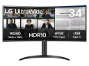 LG 34WR55QK-B 液晶ディスプレイ 34型/3440×1440/HDMI、DisplayPort、USB Type-C/ブラック/スピーカー:なし